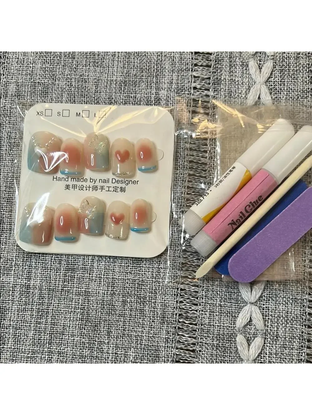 Colorful Handmade Nail Art Set with Glue and Tools